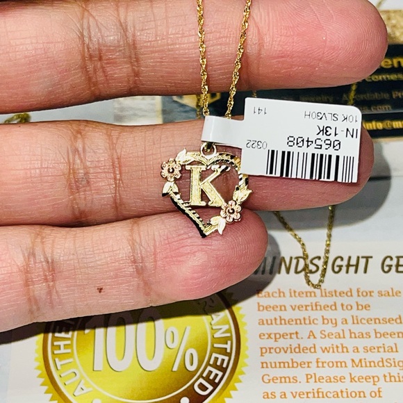 10k solid gold K initial pendant charm Name monogram charm NOT PLATED real gold - Picture 6 of 6
